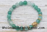 CGB7444 8mm green banded agate bracelet with buddha for men or women