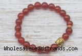 CGB7447 8mm red agate bracelet with buddha for men or women