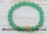 CGB7448 8mm green agate bracelet with owl head for men or women