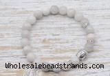 CGB7455 8mm white crazy lace agate bracelet with buddha for men or women