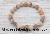 CGB7456 8mm yellow crazy lace agate bracelet with skull for men or women