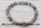 CGB7459 8mm Botswana agate bracelet with skull for men or women