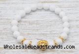 CGB7470 8mm white candy jade bracelet with lion head for men or women