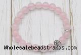 CGB7486 8mm rose quartz bracelet with flower charm for men or women