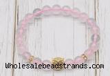 CGB7487 8mm rose quartz bracelet with owl head for men or women