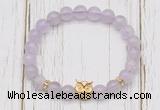 CGB7488 8mm lavender amethyst bracelet with owl head for men or women