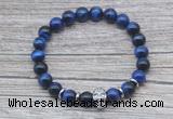 CGB7524 8mm blue tiger eye bracelet with skull for men or women