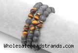 CGB7609 8mm matte black labradorite & yellow tiger eye mala stretchy bracelets