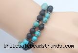 CGB7641 8mm black lava & blue sea sediment jasper mala stretchy bracelets