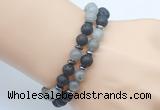 CGB7648 8mm black lava & labradorite gemstone mala stretchy bracelets