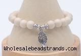 CGB7750 8mm white fossil jasper bead with luckly charm bracelets