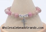 CGB7751 8mm pink wooden jasper bead with luckly charm bracelets