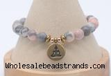 CGB7755 8mm pink zebra jasper bead with luckly charm bracelets