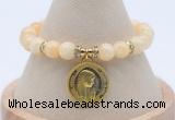 CGB7782 8mm honey jade bead with luckly charm bracelets