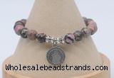 CGB7802 8mm rhodonite bead with luckly charm bracelets wholesale