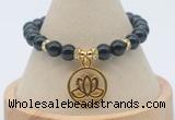 CGB7805 8mm black obsidian bead with luckly charm bracelets