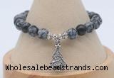 CGB7806 8mm snowflake obsidian bead with luckly charm bracelets