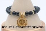 CGB7823 8mm black tourmaline bead with luckly charm bracelets