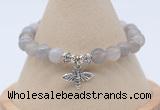 CGB7838 8mm grey banded agate bead with luckly charm bracelets