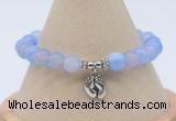 CGB7839 8mm blue banded agate bead with luckly charm bracelets