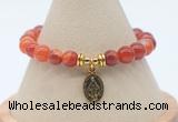 CGB7843 8mm red banded agate bead with luckly charm bracelets