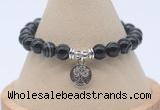 CGB7845 8mm black banded agate bead with luckly charm bracelets