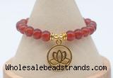 CGB7847 8mm red agate bead with luckly charm bracelets