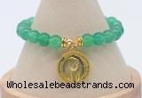 CGB7848 8mm green agate bead with luckly charm bracelets