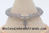 CGB7853 8mm grey agate bead with luckly charm bracelets