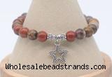 CGB7863 8mm red moss agate bead with luckly charm bracelets