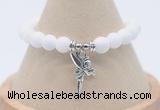 CGB7870 8mm white candy jade bead with luckly charm bracelets