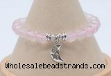 CGB7887 8mm rose quartz bead with luckly charm bracelets