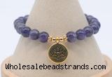 CGB7890 8mm amethyst gemstone bead with luckly charm bracelets