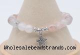 CGB7896 8mm pink quartz bead with luckly charm bracelets