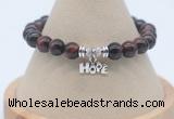 CGB7918 8mm red tiger eye bead with luckly charm bracelets