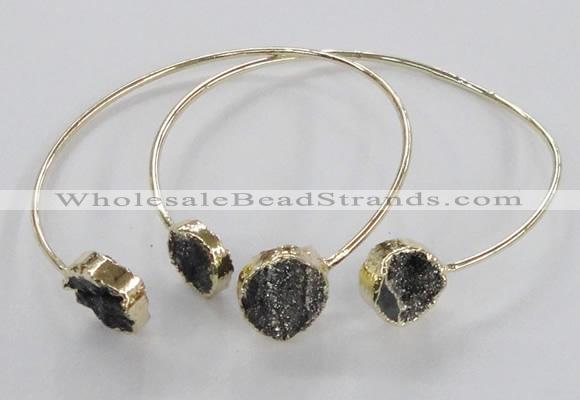 CGB797 12mm - 14mm coin druzy agate gemstone bangles wholesale