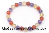 CGB8027 8mm amethyst, citrine & red agate beaded stretchy bracelets