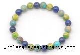 CGB8032 8mm lapis lazuli, blue & green sea sediment jasper beaded stretchy bracelets