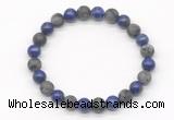 CGB8035 8mm lapis lazuli & matte black labradorite beaded stretchy bracelets