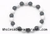 CGB8045 8mm matte white howlite & matte black agate beaded stretchy bracelets