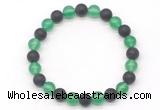 CGB8046 8mm green agate & matte black agate beaded stretchy bracelets