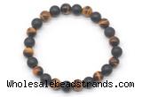 CGB8050 8mm grade AA yellow tiger eye & matte black agate beaded stretchy bracelets