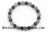 CGB8053 8mm labradorite & matte black agate beaded stretchy bracelets