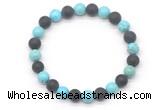 CGB8054 8mm blue howlite & matte black agate beaded stretchy bracelets