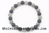 CGB8072 8mm labradorite & black lava beaded stretchy bracelets