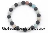 CGB8076 8mm amazonite & black lava beaded stretchy bracelets