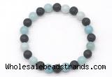 CGB8077 8mm amazonite & black lava beaded stretchy bracelets