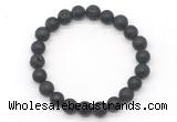 CGB8079 8mm matte black agate & black lava beaded stretchy bracelets