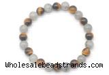 CGB8088 8mm matte yellow tiger eye & labradorite beaded stretchy bracelets