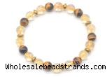 CGB8102 8mm citrine, yellow tiger eye & hematite power beads bracelet